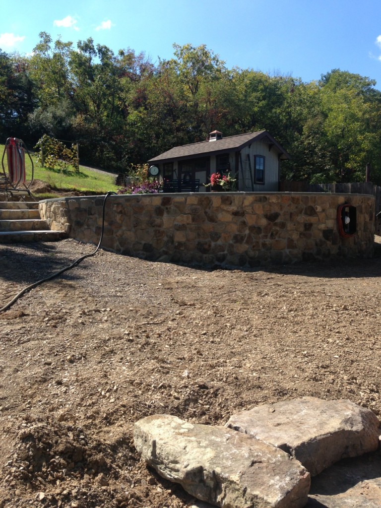 Stone Veneer Retaining Wall