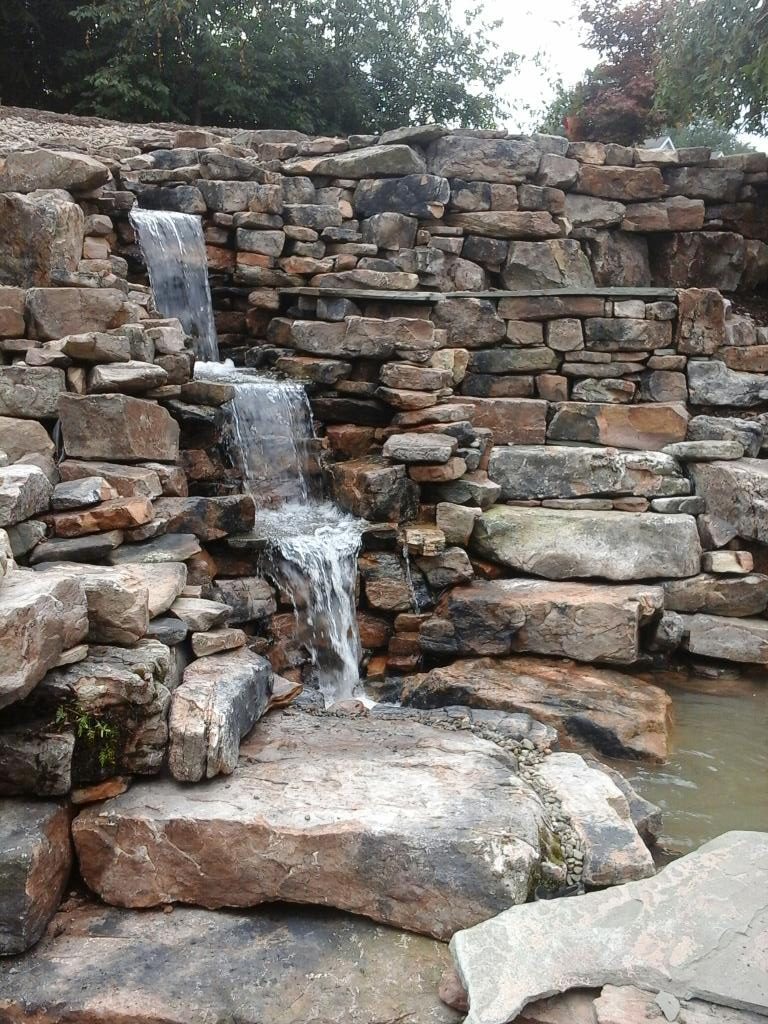 Dry Stack Wall And Waterfall