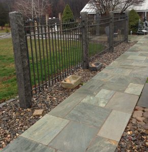 Stone Fence Posts With Natural Stone Pavers